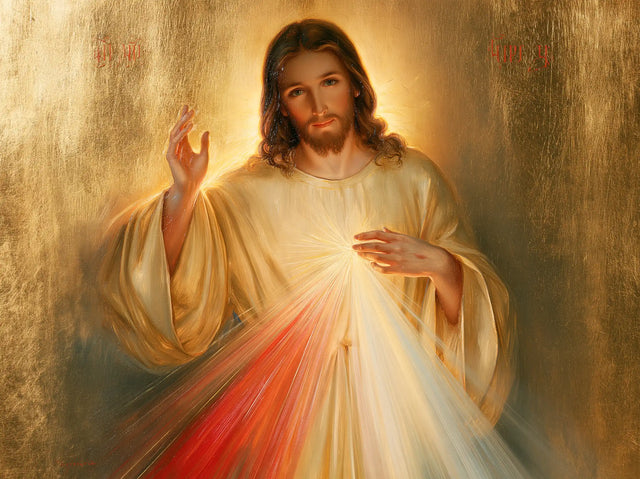 Divine Mercy Jesus — The Halo in the Amber Patina