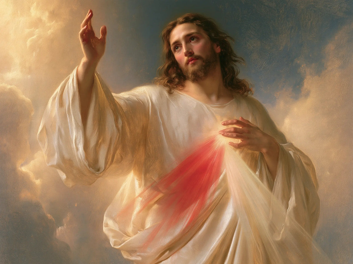 Divine Mercy Jesus – Blessing Among the Clouds