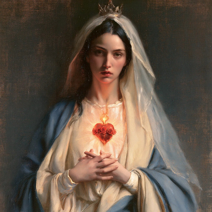The Immaculate Heart of Mary — The Bright Heart Above Tightly Clasped Hands