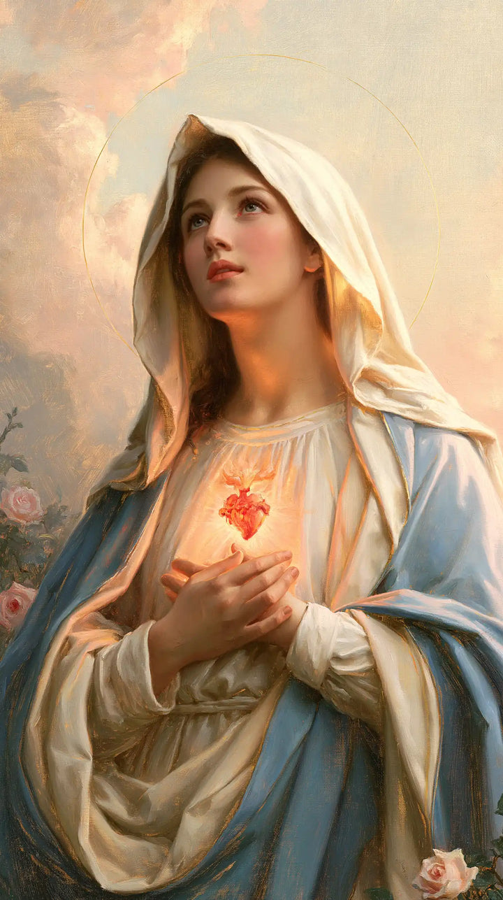 The Immaculate Heart of Mary — The Upturned Gaze Above Crossed Hands
