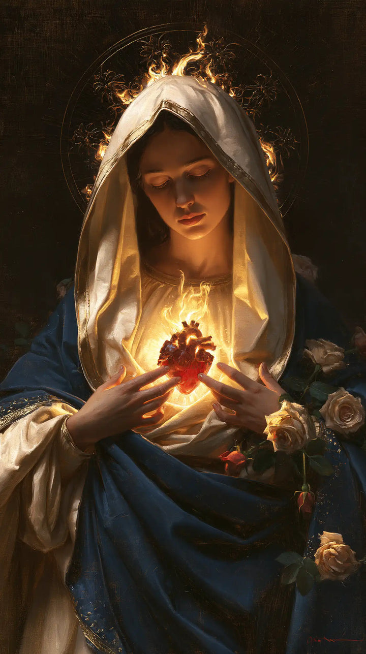 The Immaculate Heart of Mary — The Crown of Flames Above the Veil