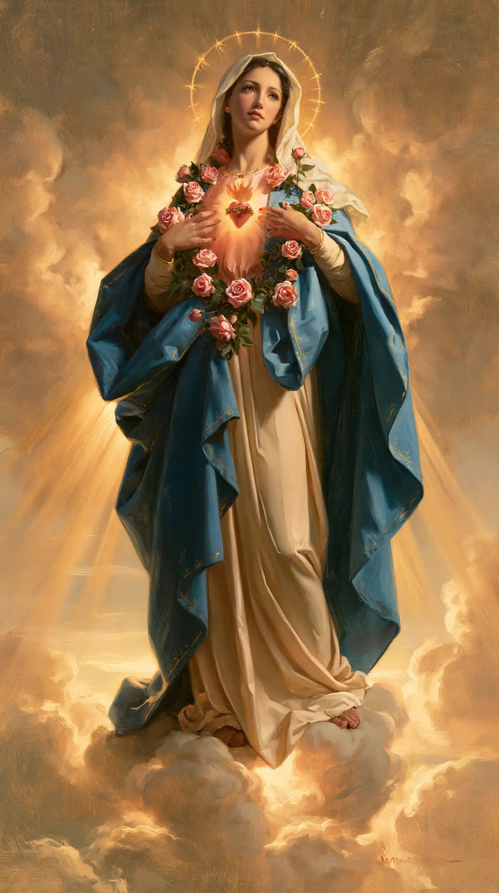 The Immaculate Heart of Mary — The Heart Amid Suspended Roses