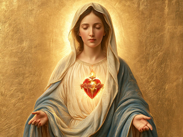 The Immaculate Heart of Mary — The Closed Gaze in the Golden Welcome