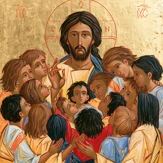 Jesus and the Children — The Child in Red among the Pale Shoulders