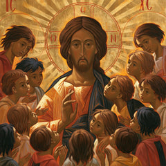Jesus and the Children — Golden Rays around the Word