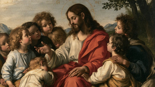 Jesus with children in Florentine Renaissance style in Florentine Renaissance style, landscape Christian artwork no. 9