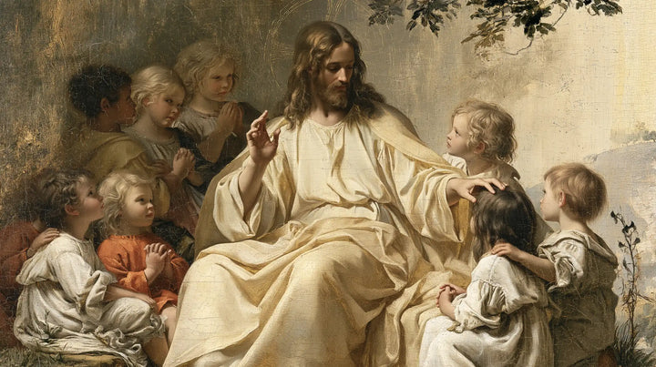 Jesus and the Children — The Cream-Coloured Circle beneath the Dark Leaves