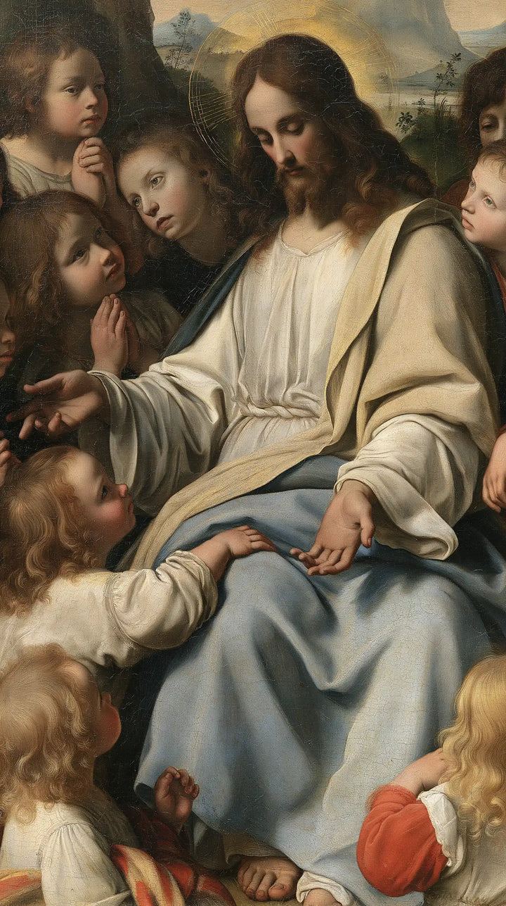 Jesus and the Children — The Little Red Cap beside the Blue Folds