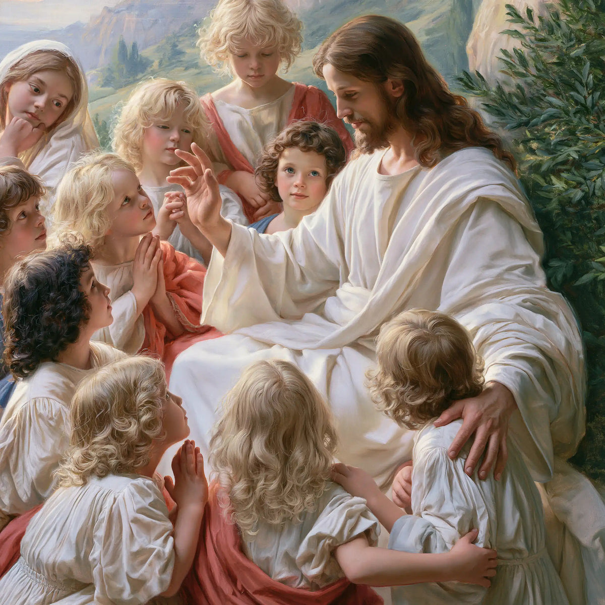 Jesus and the Children — The White Circle and the Rose Mantles