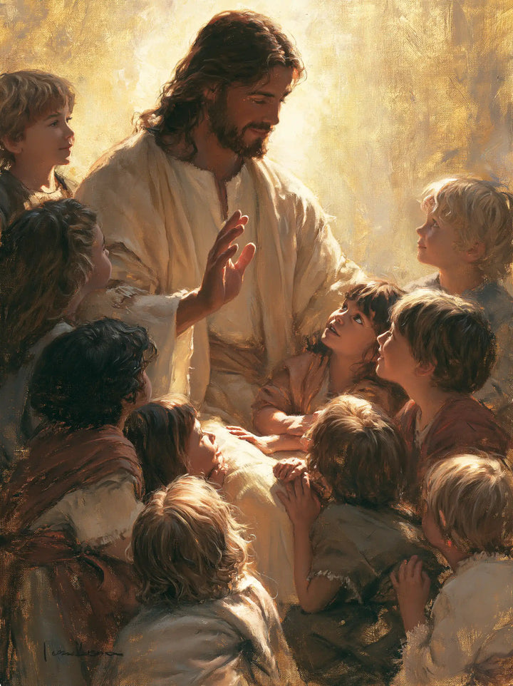 Jesus and the Children — Conversation beneath the Slanting Halo
