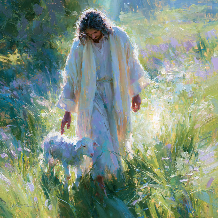 Jesus and the Lamb - Impressionist · Square n° 6