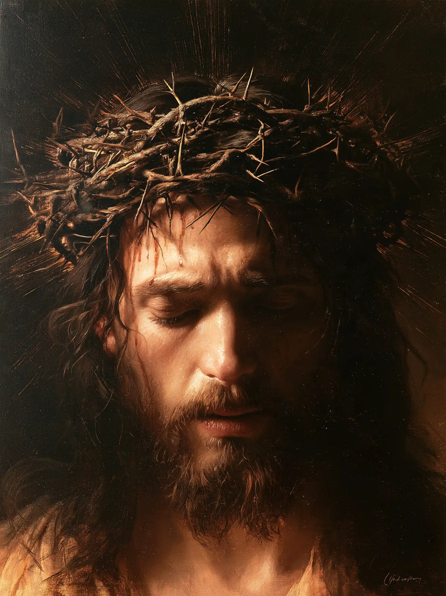 Jesus Crowned with Thorns — The Sorrowful Peace of Closed Eyelids