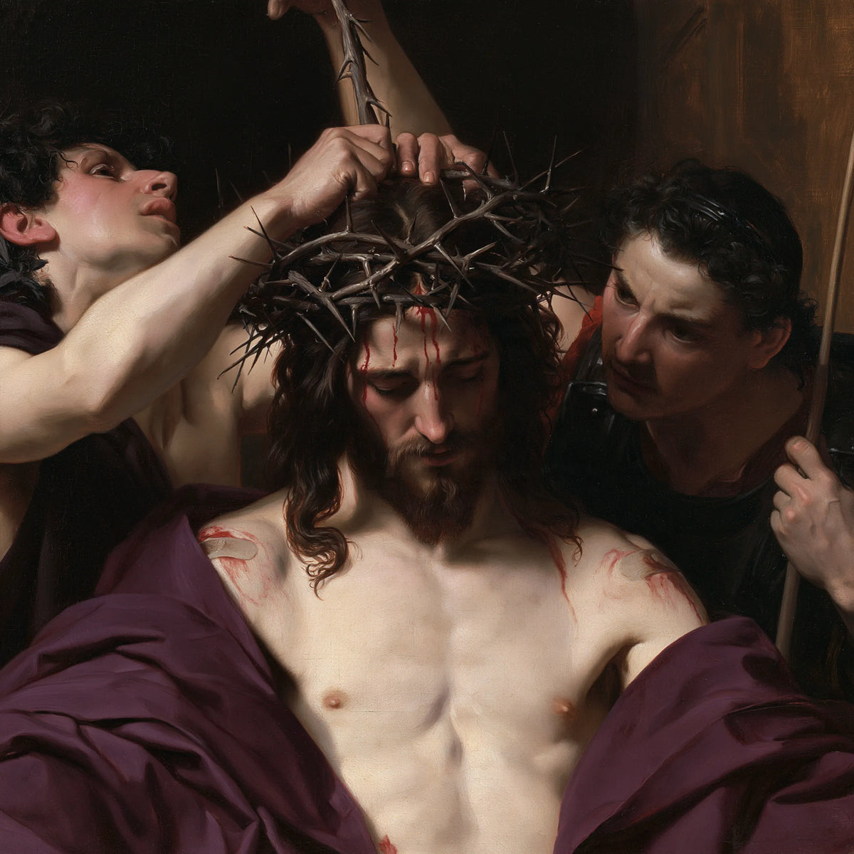 Jesus Crowned with Thorns — The Crown Pressed upon the Bowed Head