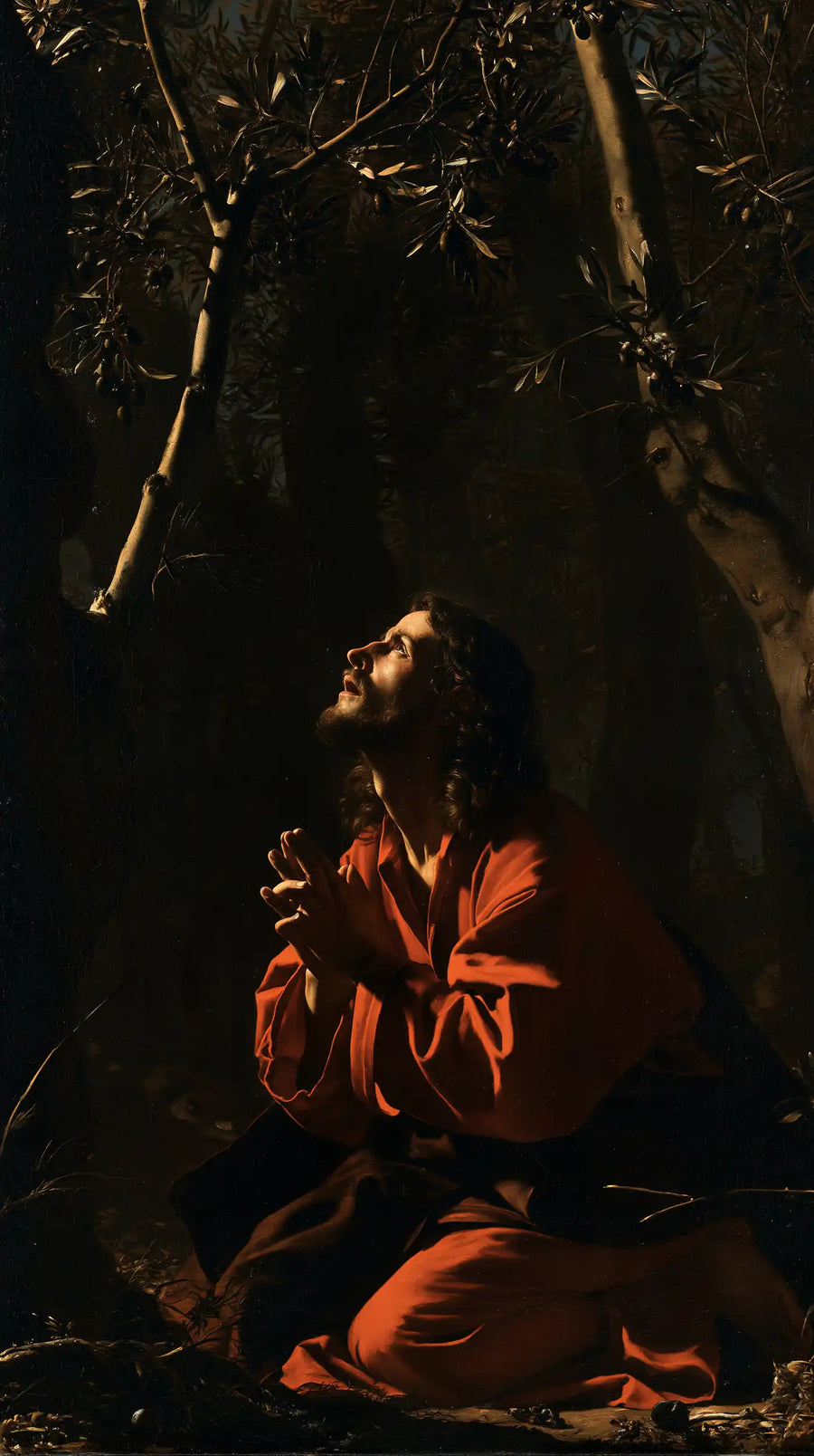 Jesus in Gethsemane - Caravaggio Tenebrism · Portrait n° 3