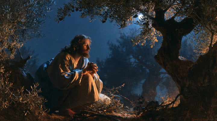 Jesus in Gethsemane — An Ember beneath the Cold Moon