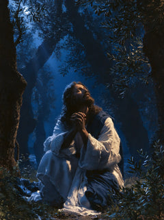 Jesus in Gethsemane — The Gaze beneath Midnight Leaves