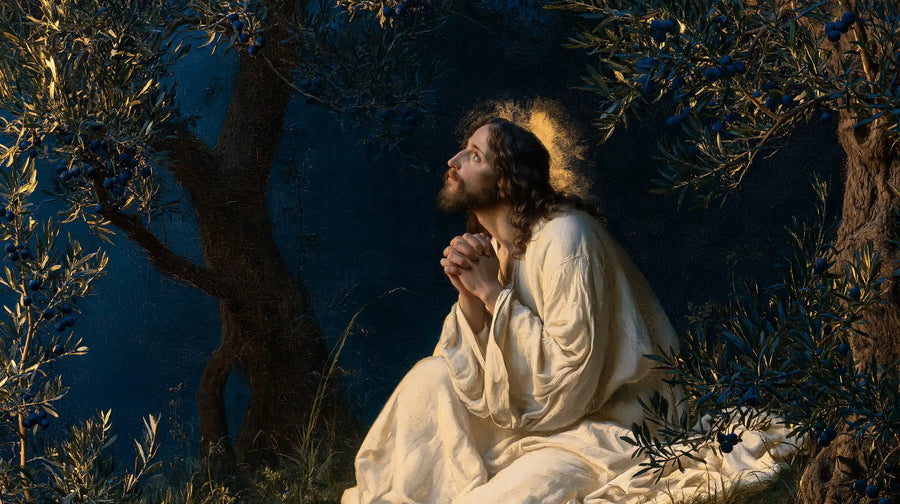 Jesus in Gethsemane - Gethsemane in Midnight Blue, Olive and Gold · Landscape n° 12