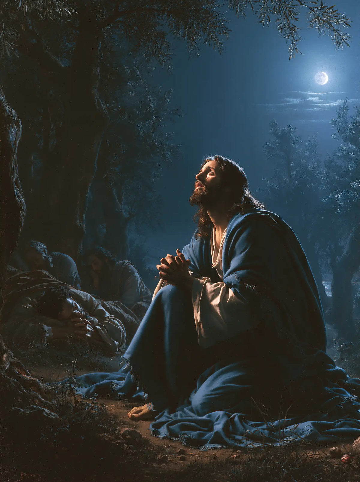 Jesus in Gethsemane - Jesus and the Sleeping Apostles · Portrait n° 15