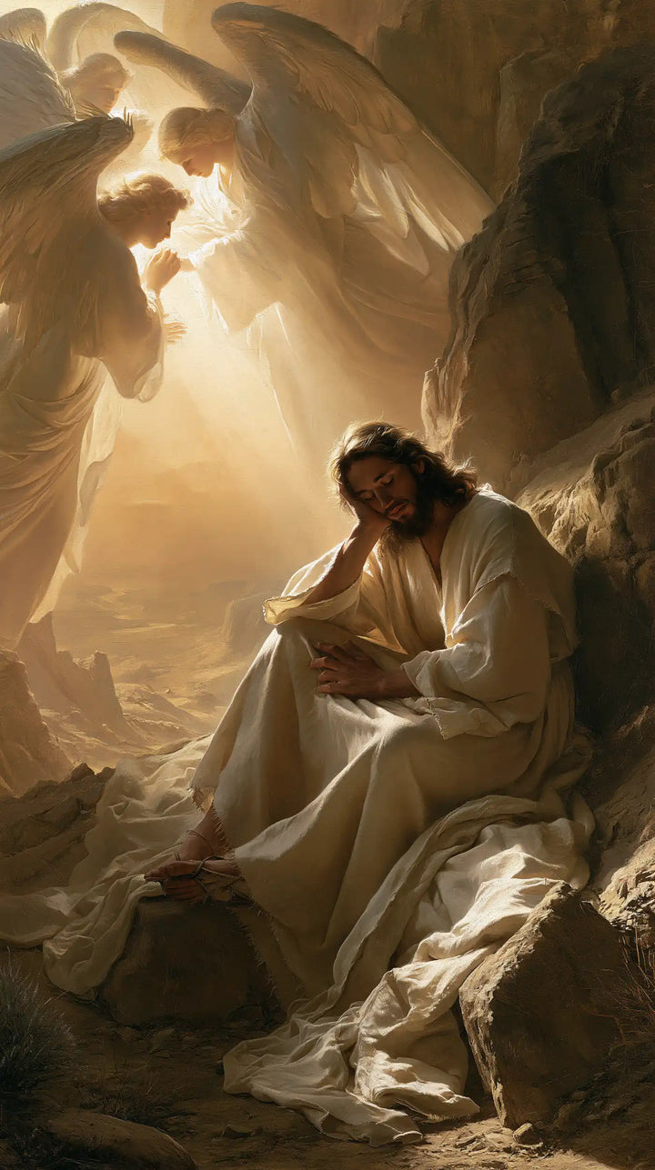 Jesus in the Desert — Light Gathered Against the Stone