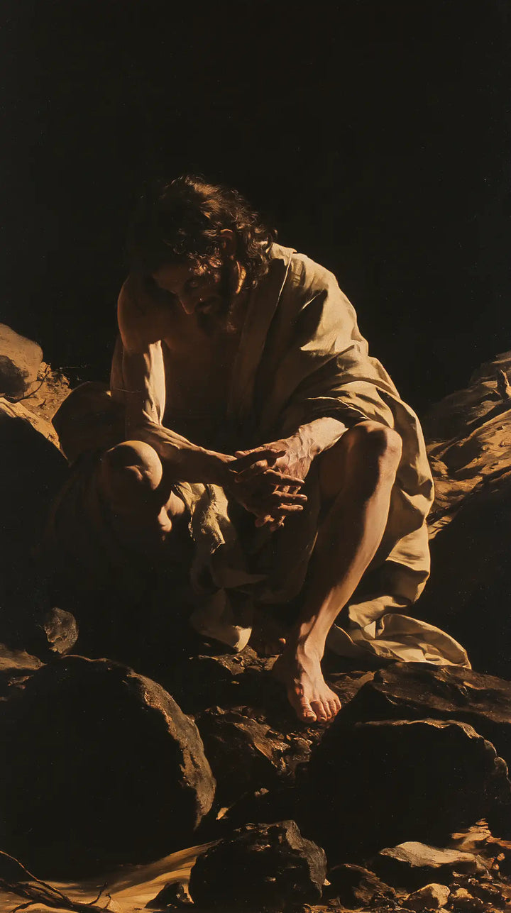 Jesus in the Desert — The Brow Bent over Open Hands