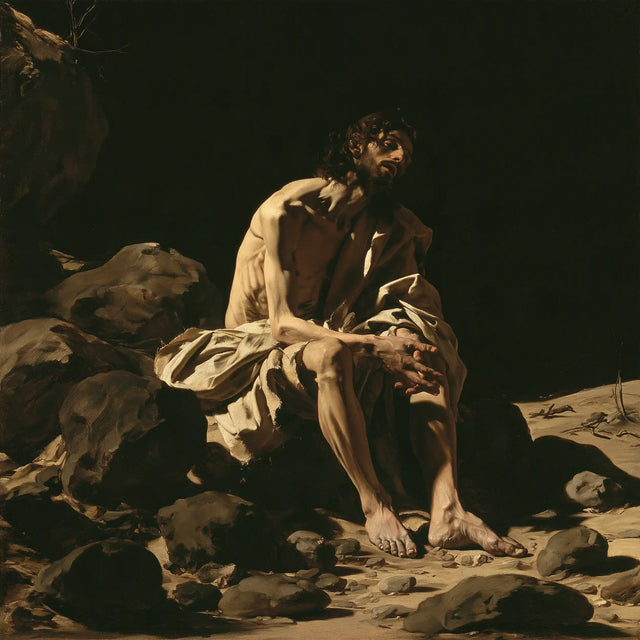 Jesus in the Desert - Caravaggio Tenebrism · Square n° 1
