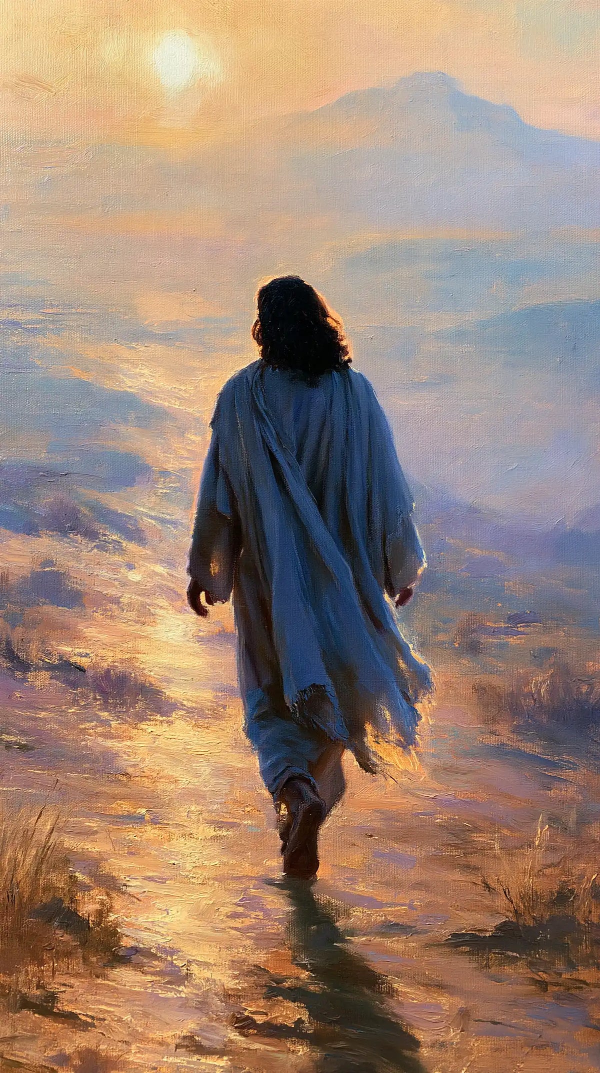 Jesus in the Desert — The Blue Mantle on the Sunlit Path