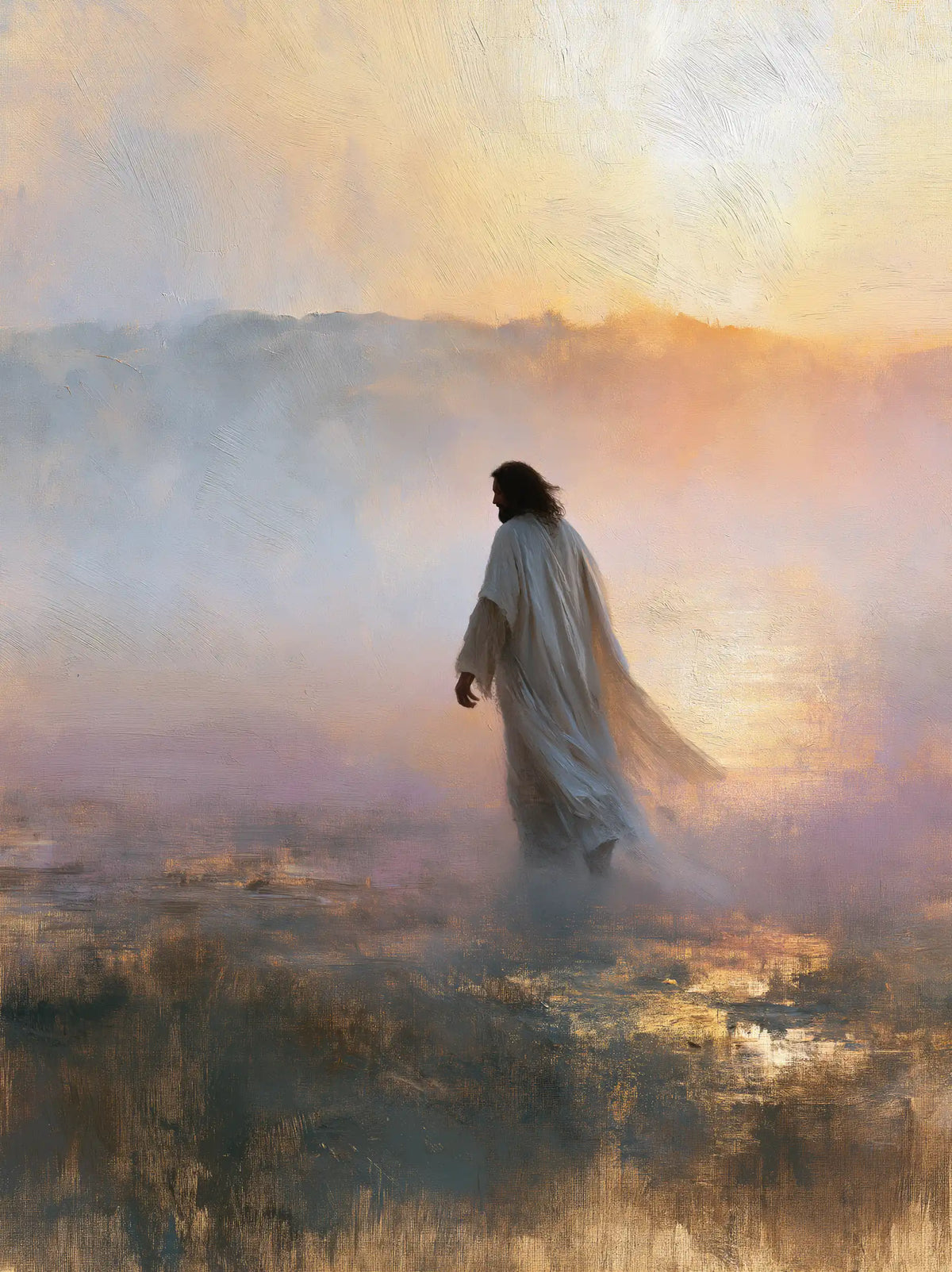 Jesus in the Desert — The Presence in Lavender Mist