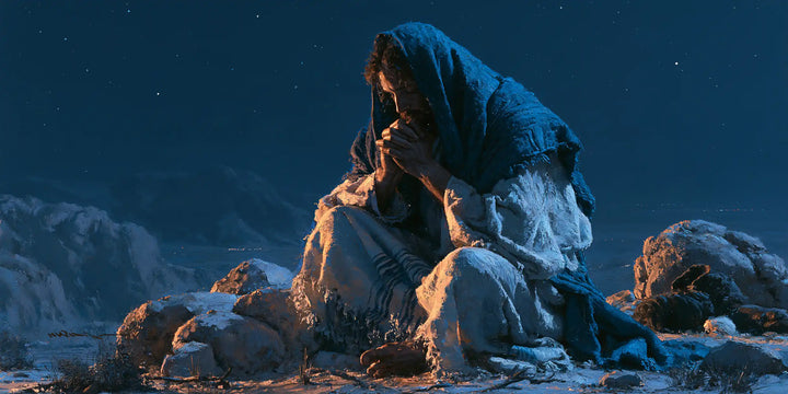 Jesus in the Desert - Midnight Blue Chiaroscuro · Landscape n° 18