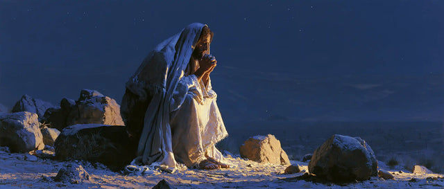 Jesus in the Desert - Midnight Blue Chiaroscuro · Landscape n° 21