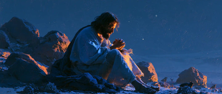 Jesus in the Desert - Midnight Blue Chiaroscuro · Landscape n° 23