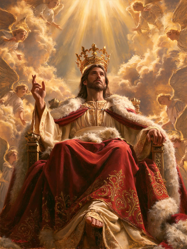 Jesus the King — Embroidered Velvet in the Clouds