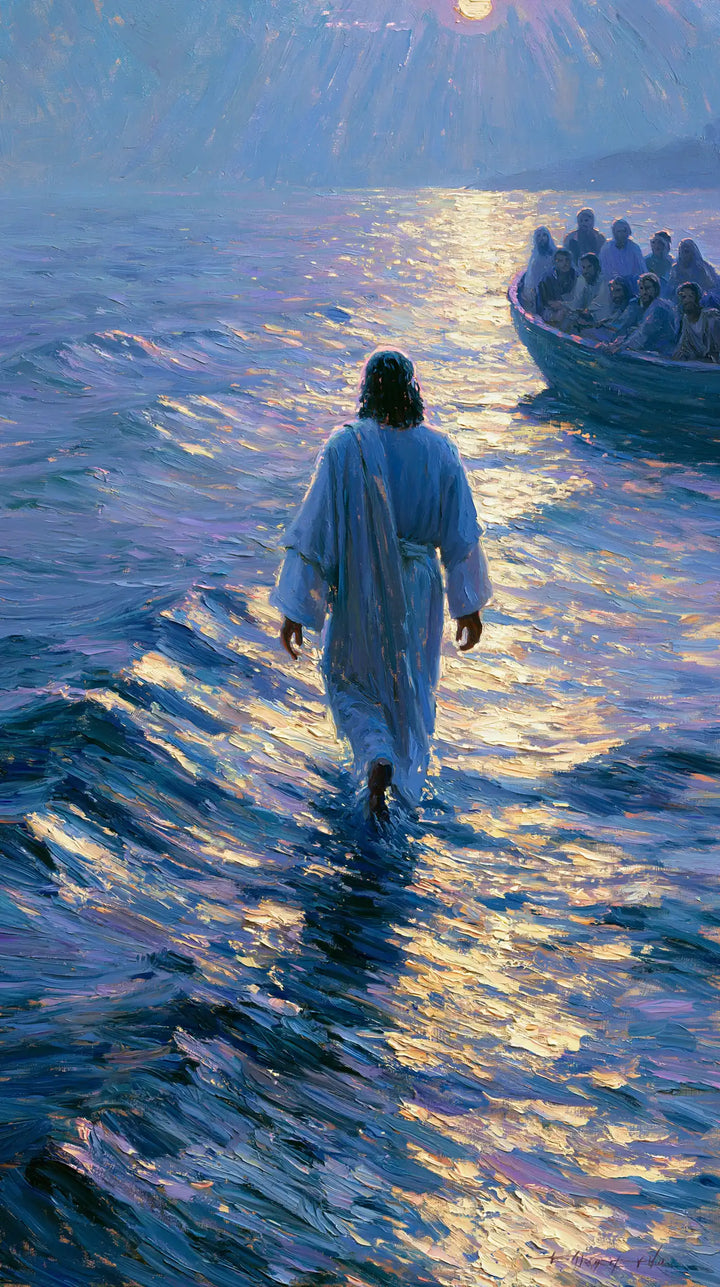 Jesus Walking on Water — Blue Crossed by Yellow Light