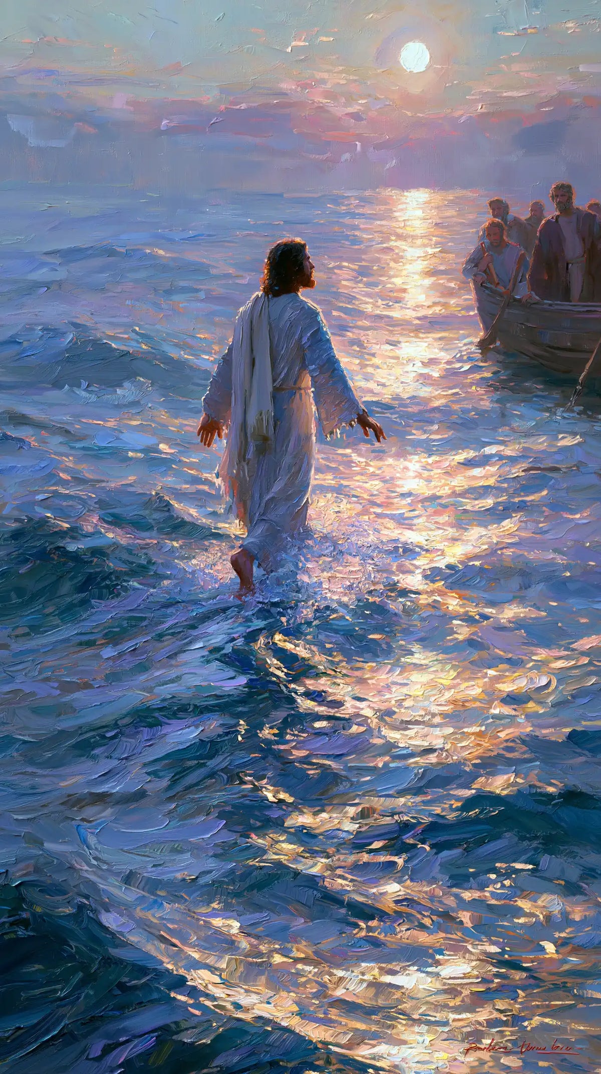Jesus Walking on Water — The Pale Sun upon Lilac Waters