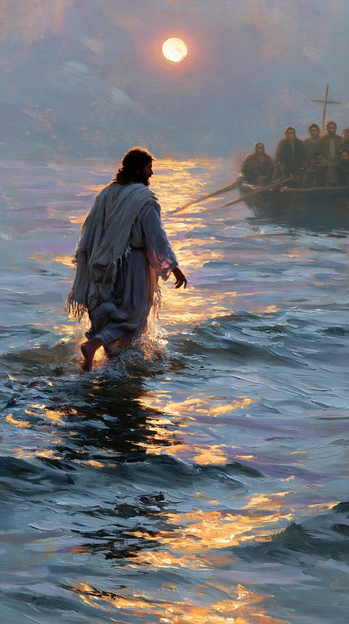 Jesus Walking on Water — The Slanting Step beneath the Rose Sun