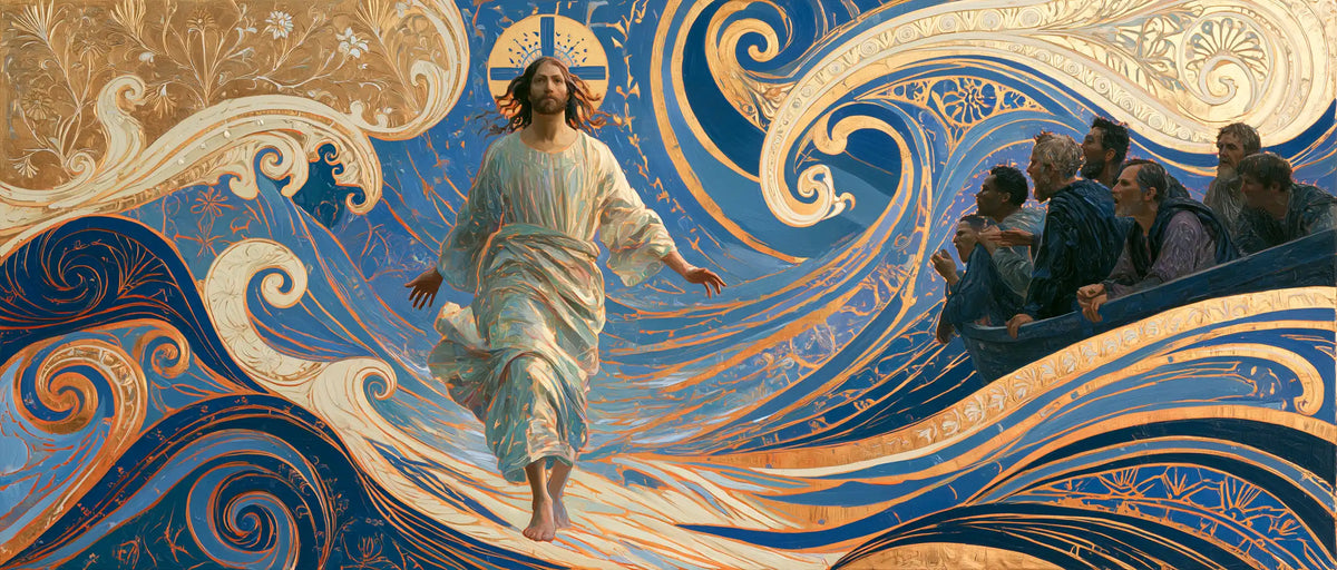 Jesus Walking on Water — The Step through Lapis Ribbons
