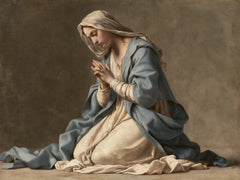 Virgin Mary in Prayer — The Grace of Weathered Blue