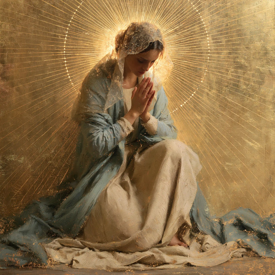 Virgin Mary in Prayer - Sacred Gold · Square n° 2