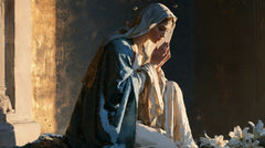Virgin Mary in Prayer — Prayer at the Threshold of Lilies