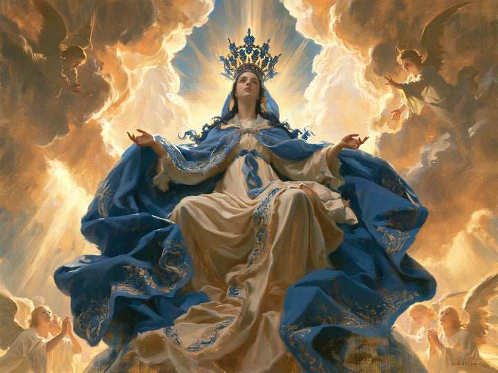 Mary, Queen of Heaven — The Azure Crown in the Blazing Clouds
