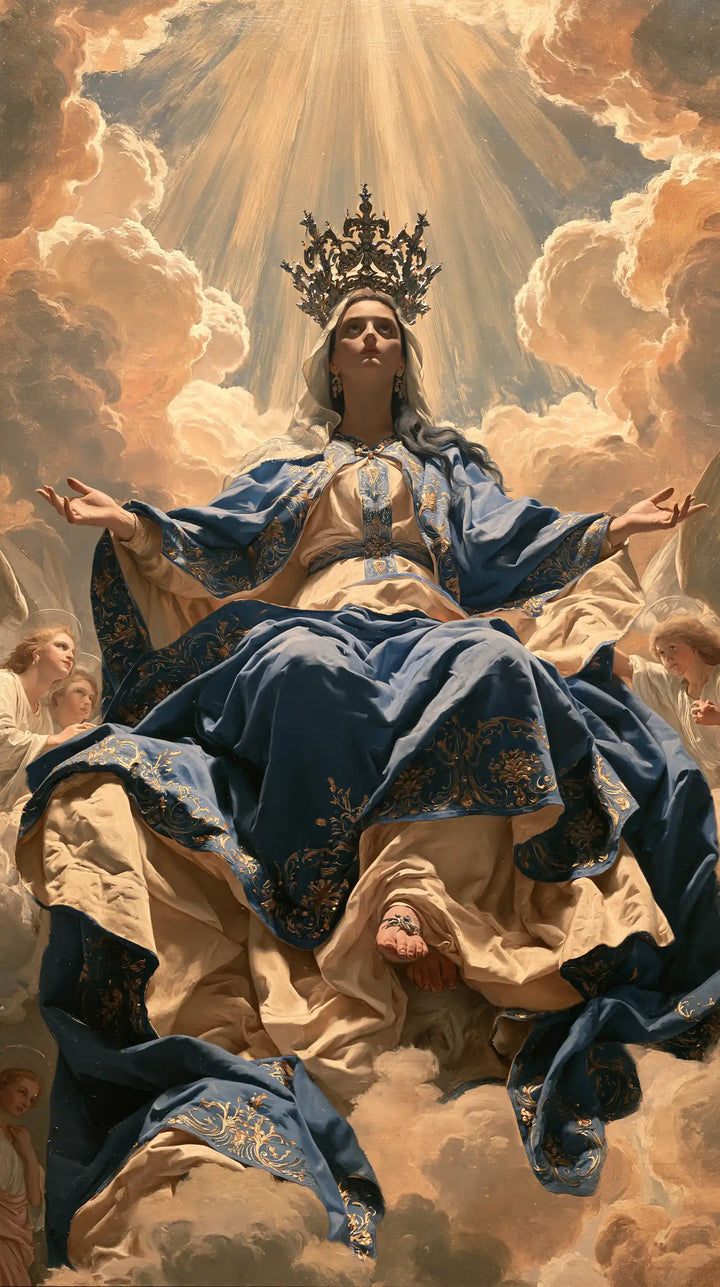 Mary, Queen of Heaven — Deep Blue Beneath the Spray of Light