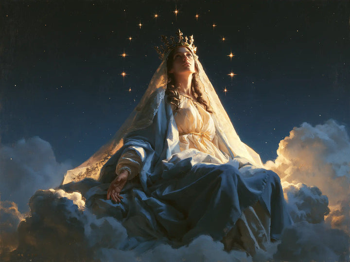 Mary, Queen of Heaven — Blue Repose Beneath the Distant Constellation
