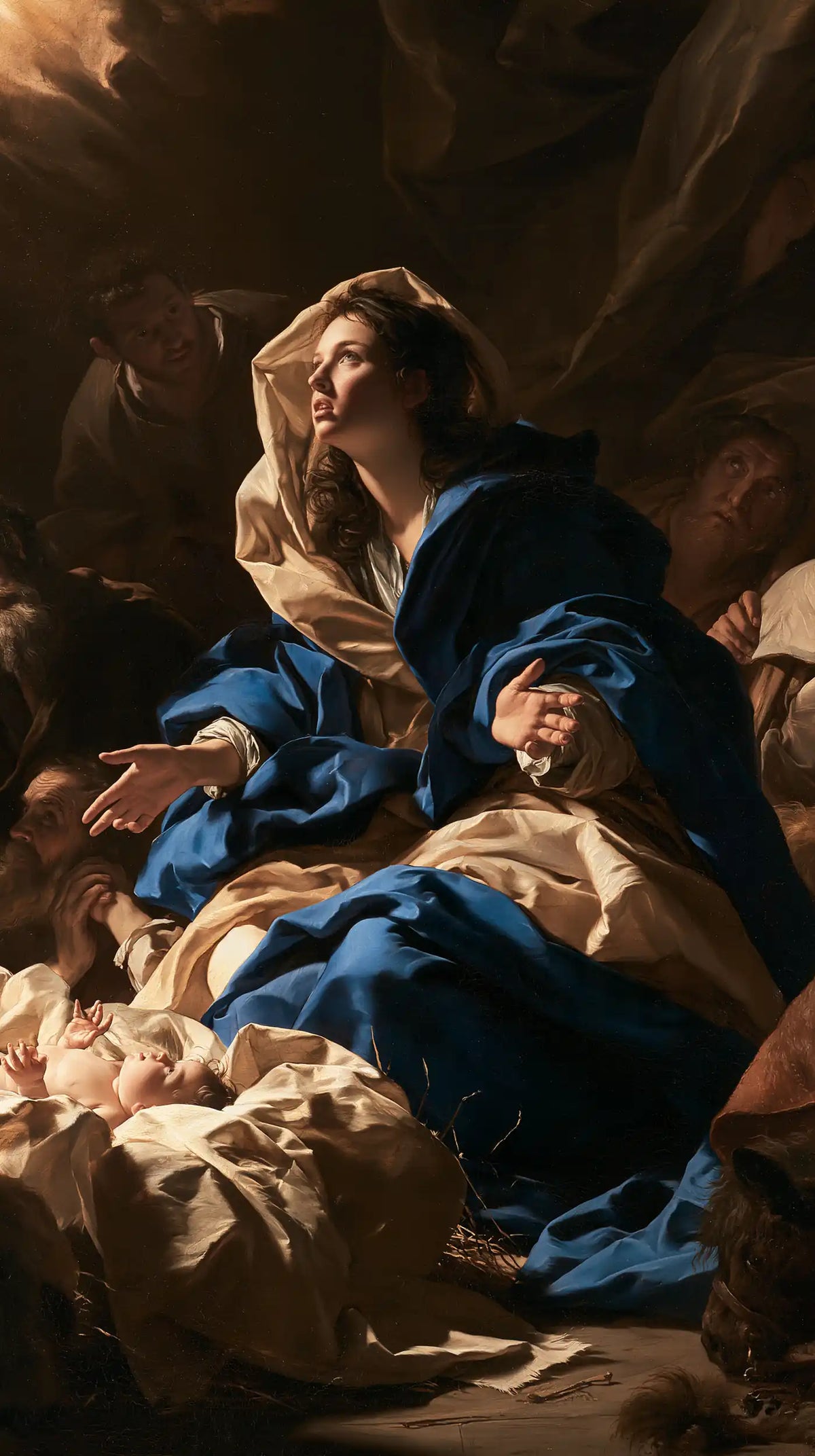 The Nativity — Contemplation in Sapphire Folds