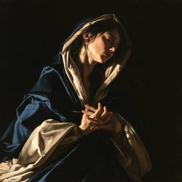 Our Lady of Sorrows - Caravaggio Tenebrism · Square n° 7