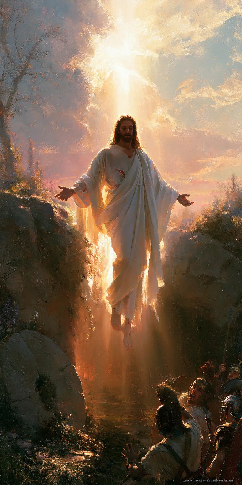 Resurrection of Jesus Christ in Divine Light style, portrait Christian artwork no. 1