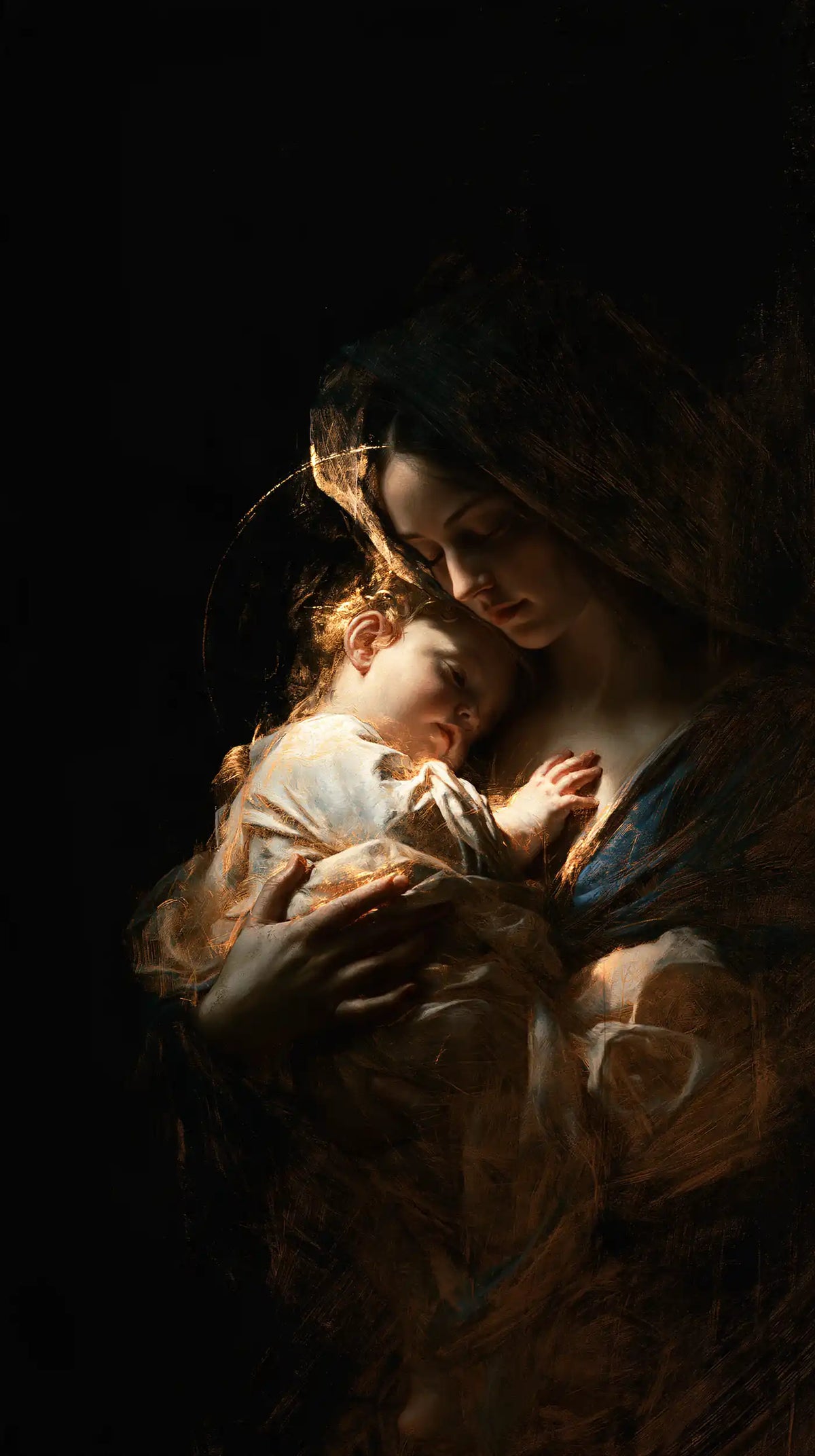 Virgin Mary and Child Jesus - Black and Gold · Portrait n° 13