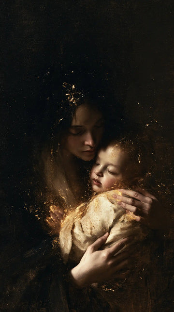 Virgin Mary and Child Jesus - Black and Gold · Portrait n° 20