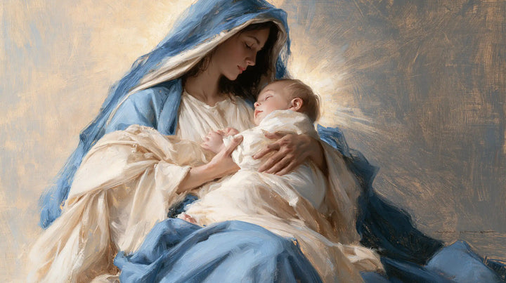 The Virgin and Child — The Infant Within the Sky-Coloured Mantle