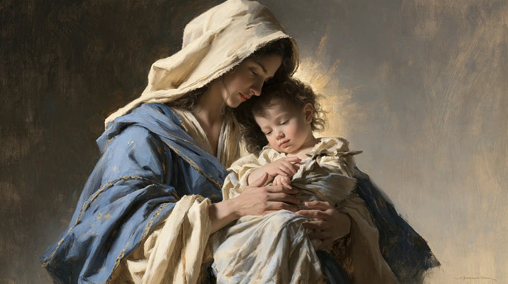 The Virgin and Child — Quiet Fingers Beneath the Pale Veil