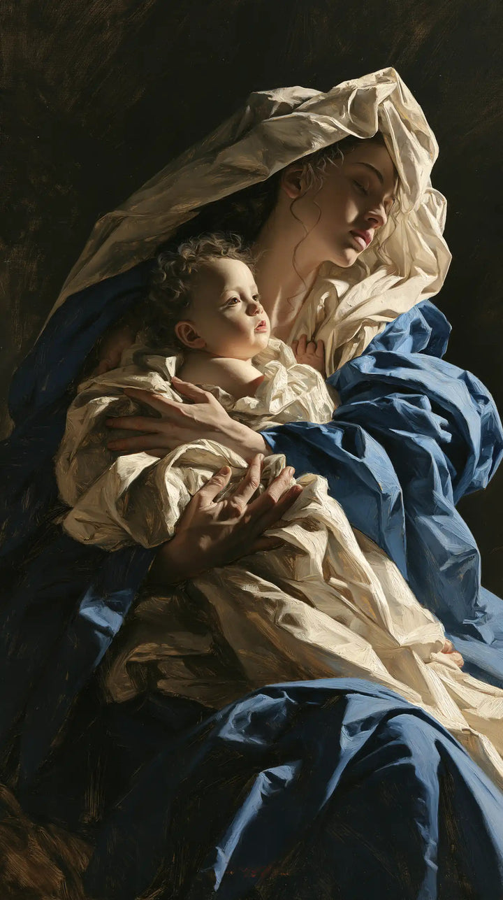 The Virgin and Child — The Open Palm in Regal Chiaroscuro