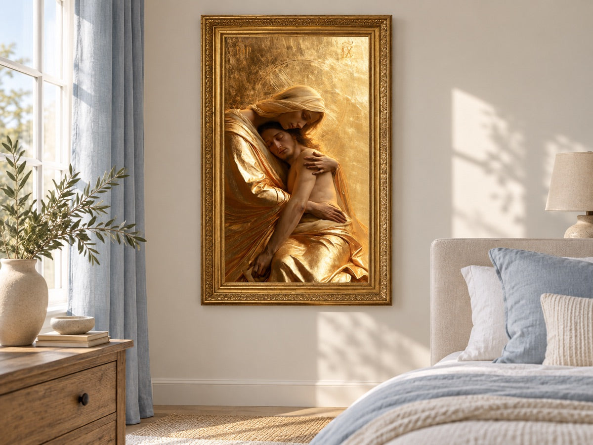 П'єта — gold framed interior mockup
